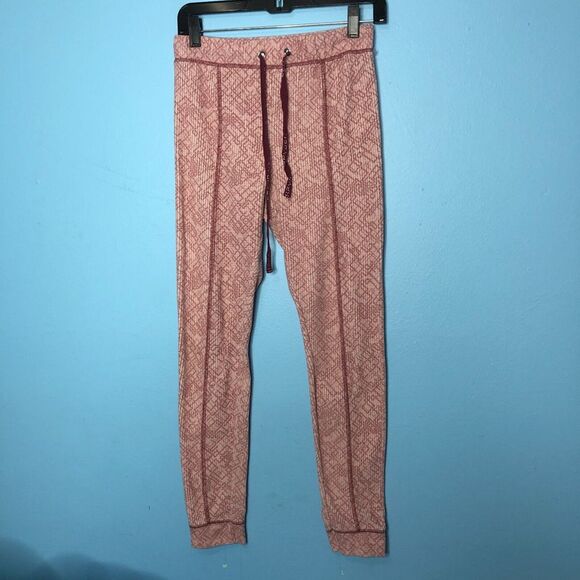 Spyder Pants Womens Medium Pink Jogger Thermal Waffle Knit Logo - Picture 1 of 7